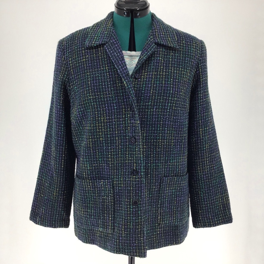 Zoe Colourful Graph Check Button Up Blazer Size 10